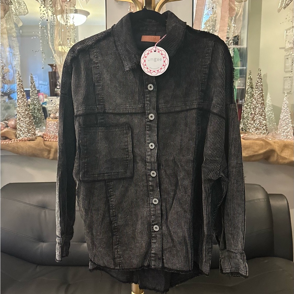 Umgee Charcoal Corduroy Utility Jacket